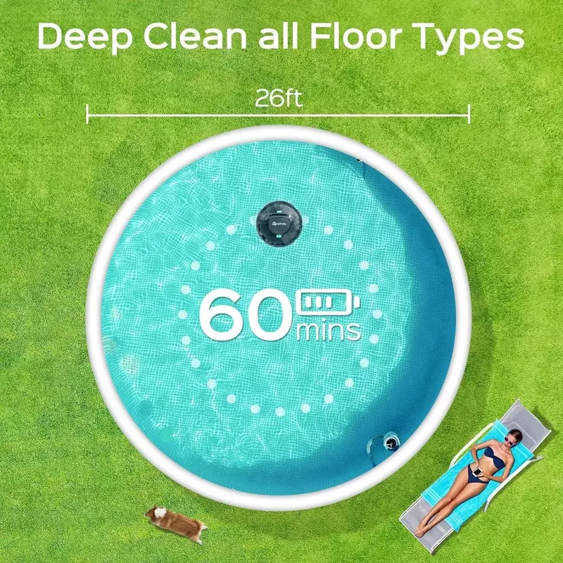 Aspirapolvere per piscina robotizzato senza fili, aspirapolvere automatico per piscina con Design trasparente, potente e conveniente, ideale per il piatto sopra la piscina