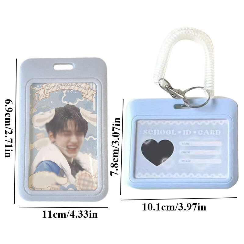 Ins Melk Blauw Photocard Houder Credit Id Bank Card Photo Display Houder Idol Postkaart Beschermhoes Met Hanger