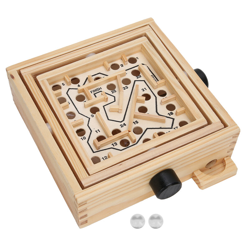 Mainan Puzzle labirin kayu mainan Puzzle anak-anak dewasa papan keseimbangan permainan labirin meja mencegah mainan Tatah