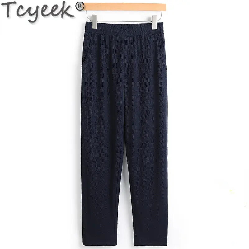 Real Tcyeek for 100% Mulberry Silk Men Clothing Casual Straight Pants Trousers Streetwear Pantalon Homme
