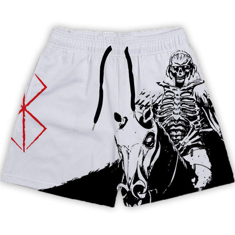 Y2K Men Women Anime Shorts Quick Dry Mesh Gym Shorts Breathable to Fitness Joggers Summer Basketball Shorts for Men