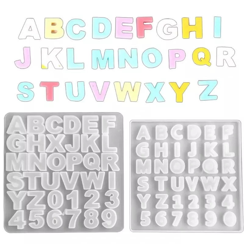 Mini molde silicona con letras y números, Molde resina Epoxy, llavero artesanal, herramientas para colgantes joyería,