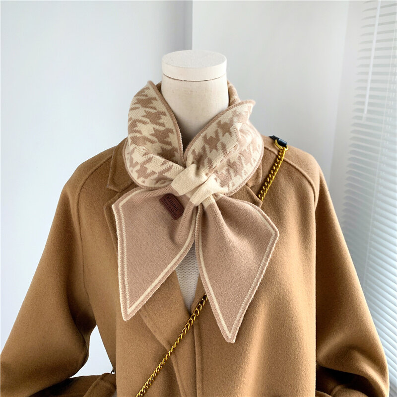 Foulard tricoté pied-de-poule, marque de luxe, Long, moulant, petit, chaud, nouvelle collection hiver 2022