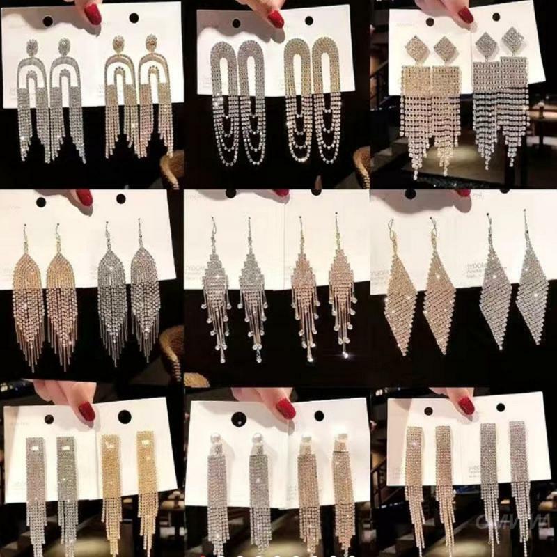 Długie kolczyki z chwostem klasyczne błyszczące dla kobiet wiszące wiszące kolczyki prezenty imprezowe Temperament biżuteria nowe luksusowe koreańskie kolczyki
