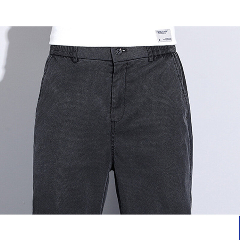 2024 Sommer dünne weiche Lyocell Stoff Jeans Männer lose gerade weites Bein Hosen elastische Taille Freizeit hose plus Größe M-5XL