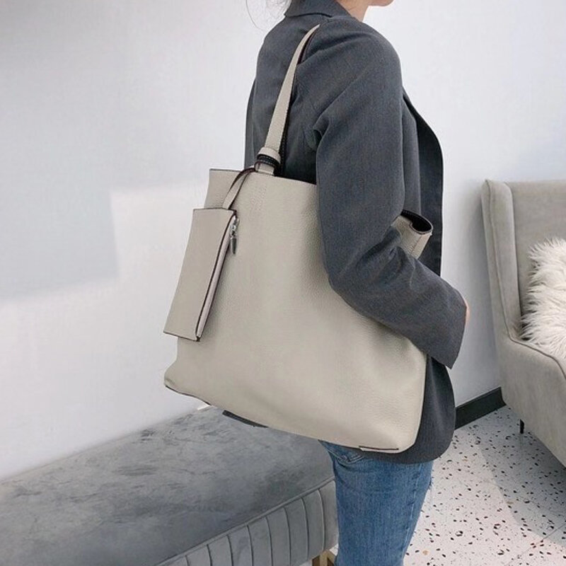 Torby na zakupy nowy jednolity kolor duża pojemność wysokiej jakości torby na ramię damskie na co dzień