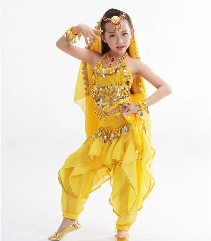 Kids Bellydance Child Kids Indian Belly Dance Costumes Set Oriental Dance Girls Belly Dancing India Belly Dance Clothes 3 Colors