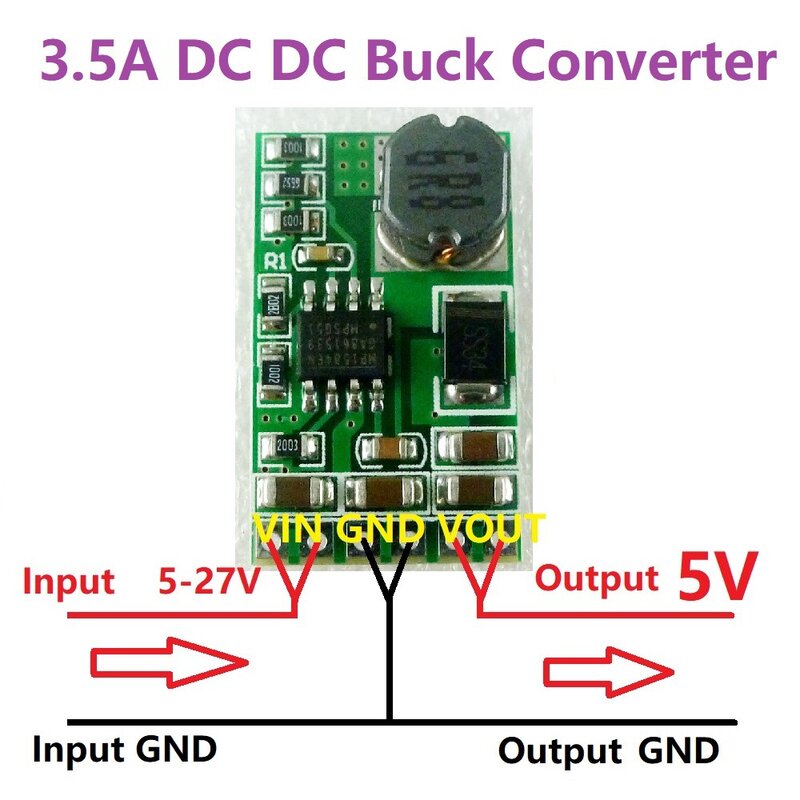 3.5A DC-DC moduł konwertera Buck płyta zasilająca napięcia obniżającego moduł regulatora 4.5V-27V do 3V 5V 6V 9V 12V listwa zasilająca