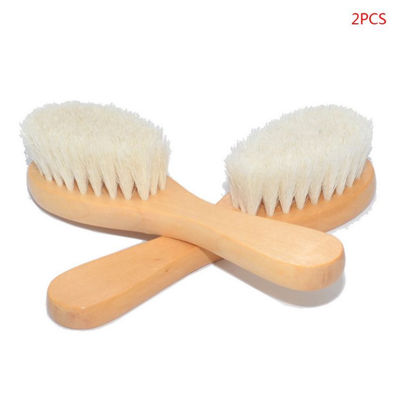 Cepillo de pelo de lana para bebé con mango de madera, peine para niño, cepillo de limpieza infantil G99C