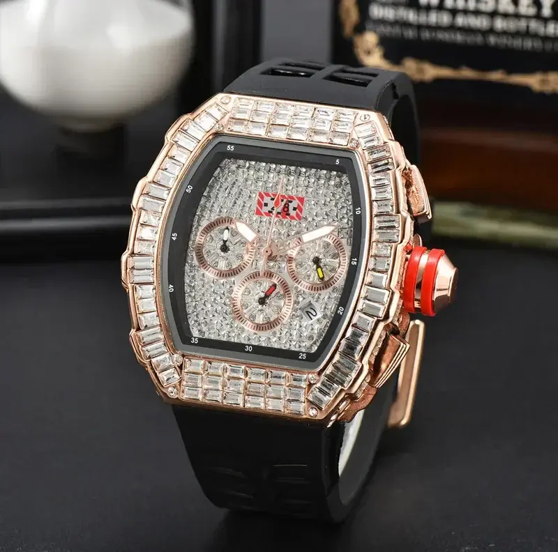 Najlepszy luksusowy automatyczny sportowy RM 6-sekundowy wodoodporny zegarek męski mechaniczny zmysł duży diament męskiego zegarka kwarcowego