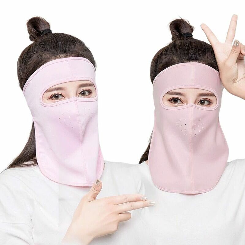Summer Sunscreen Mask Ice Silk Mask UV Protection Face Cover Sunscreen Veil Face With Neck Flap  Sun Protection Face Scarves