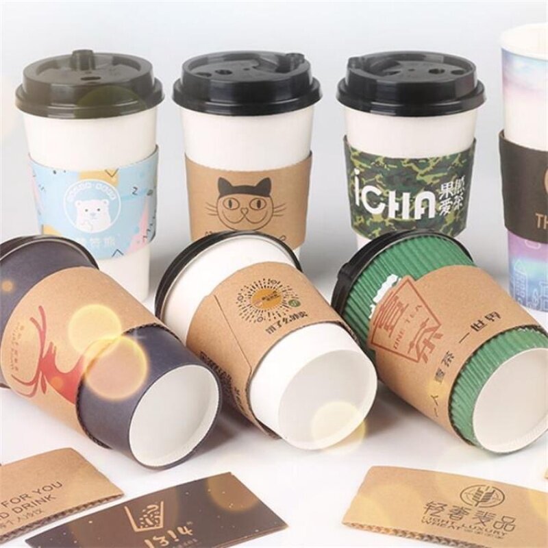 أكواب قهوة ورقية مع ورق للاستعمال مرة واحدة ، تصميم شعار مخصص ، تموج ، مفردة ، مزدوجة ، 6 ، 8 ، 10 ، 12 ، 16 أونصة ، منتج مخصص