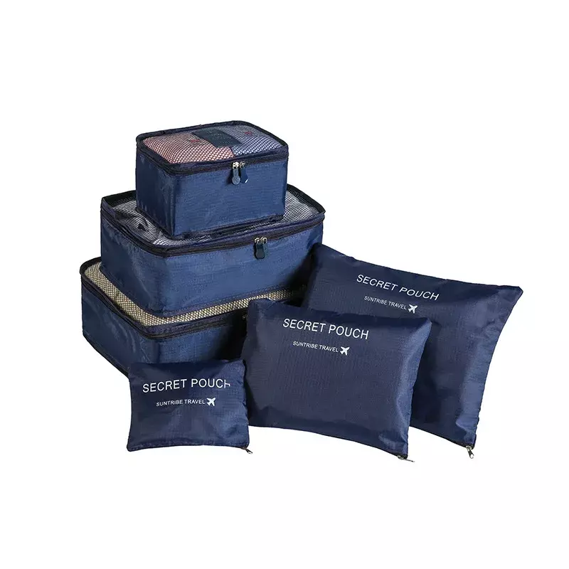 Set tas penyimpanan perjalanan, 6 buah portabel dapat dilipat untuk sepatu pengepakan pakaian pengatur rapi lemari koper kantong