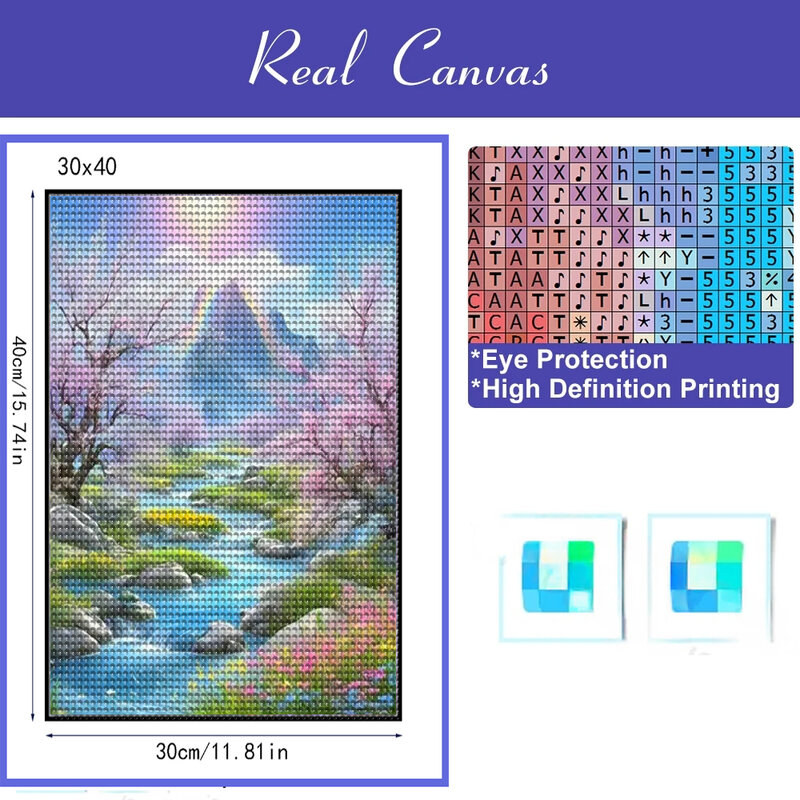 Diy Diamond Painting Full Mosaic Art Rainbow Scenery River New Collection Fantasy Dream Pink Tree Rhinestone Embroidery Picture