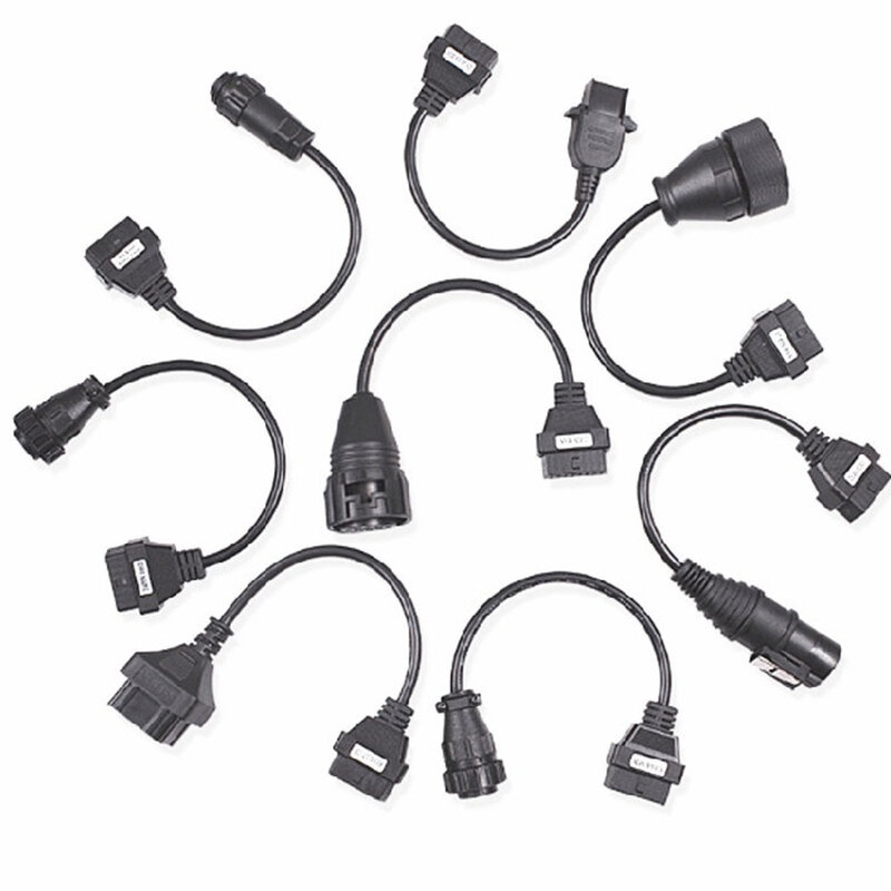 2024 Car Cables Full Set 8pcs Auto Car Diagnostic Connector Adapter For TCS PLUS Pro For Truck Cables 8pcs OBD OBD2 Cables