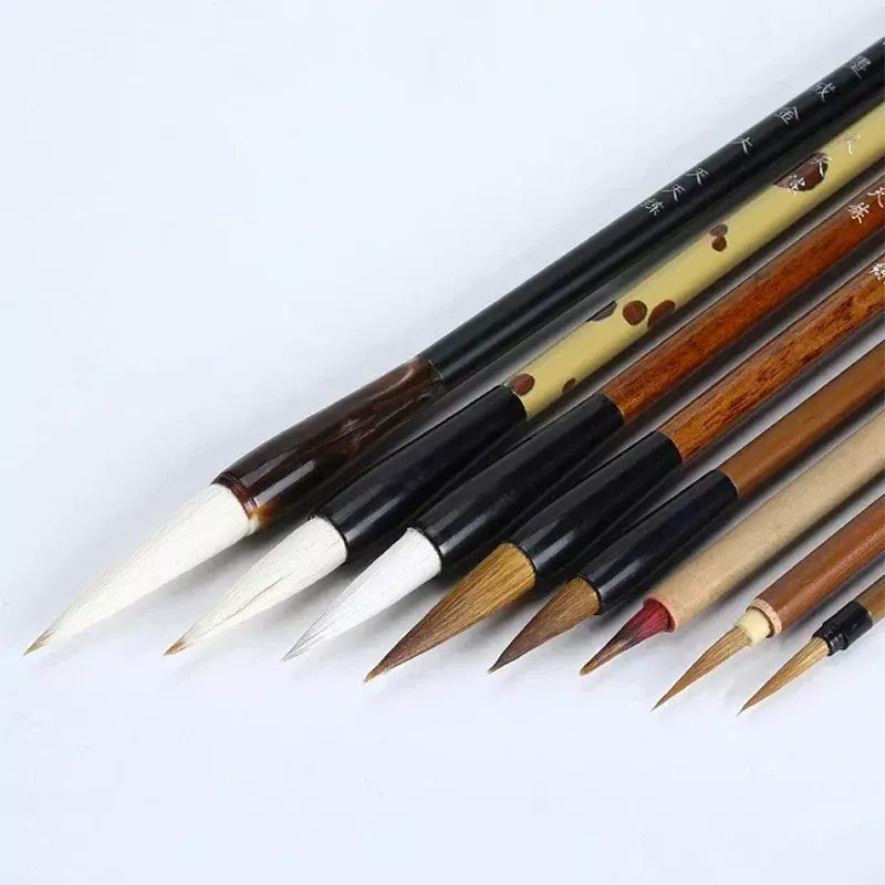 Pincéis de caligrafia chinesa com suporte da escova de bambu Roll-up, pintura Sumi, escrita arte kanji, escova aquarela, 6pcs, 9 pcs, 12 pcs, 16pcs