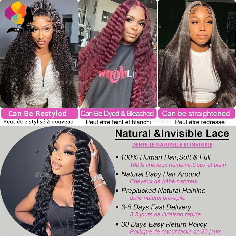 13×4 Transparent Lace Front Human Hair Wig Pre-Plucked Loose Deep Wave Brazilian Straight Human Hair Lace Frontal Wigs for Women