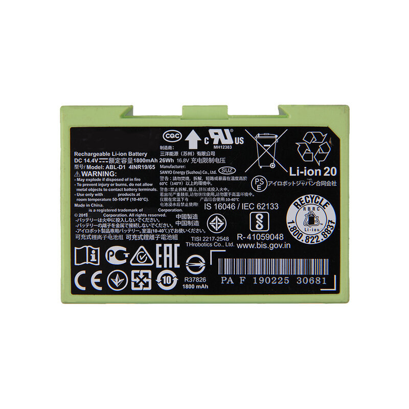 Originele Vervangende Batterij ABL-D1 Voor Irobot Roomba I7 I7 + I8 E5 E6 7550 5150 E515020 E57150 E5152 E5154 E5158 i3 I4 1800Mah