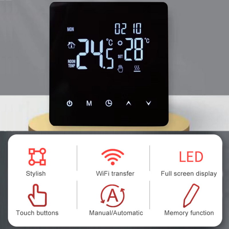 Jianshu Tuya termostat cerdas, termostat dengan Sensor Wifi, pengontrol suhu Digital, termostat 220V Alexia untuk asisten Google rumah