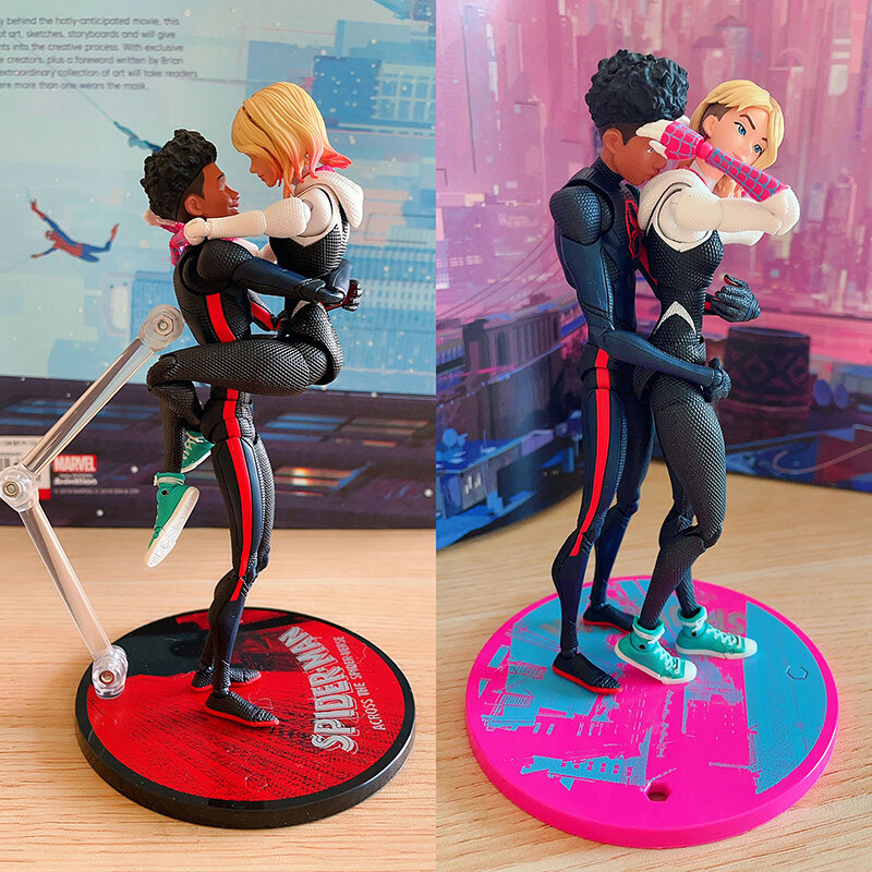 SHF Miles Morales Gwen Stacy Action Figures Spider Across the Spider-Verse Figure PVC Model Toys