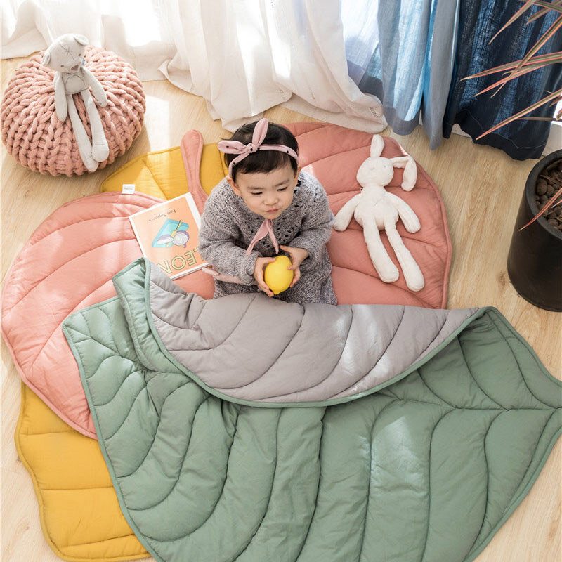 Alfombra de juego nórdica para bebé, manta de algodón con forma de hoja, almohadilla para gatear, alfombrilla para el suelo, decoración para sala de estar