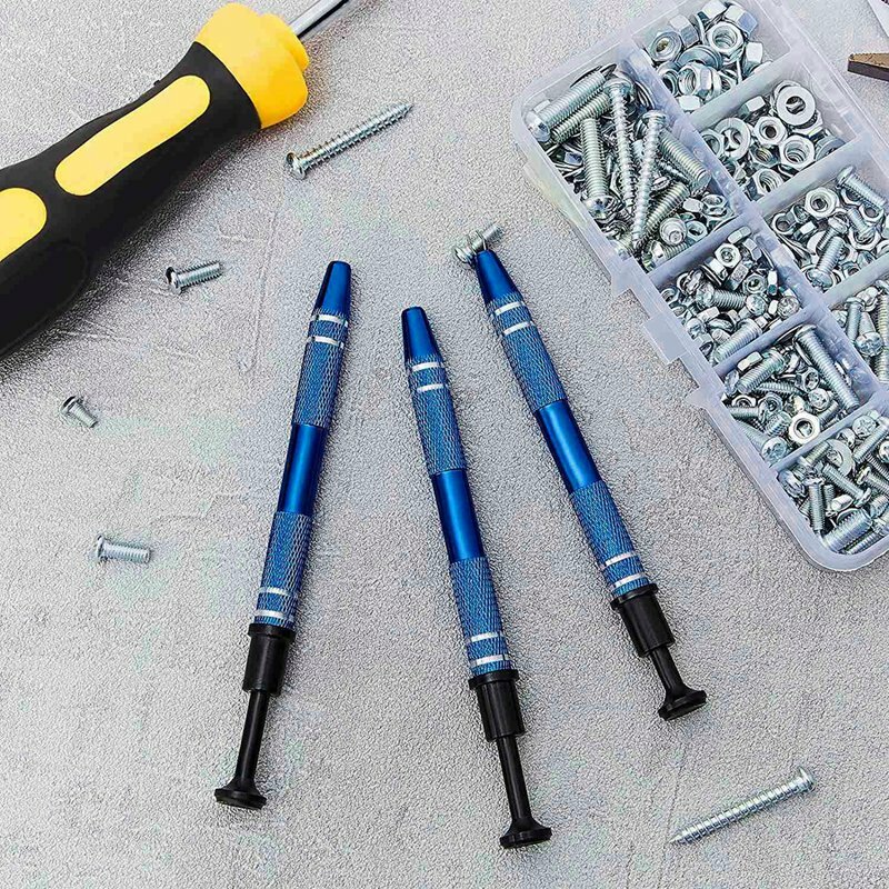 4 Pcs 4-Claw Pick Up Tool For Small Parts Pickup Metal Grabber IC Chips Metal Grabber Claw Pickup Tweezers
