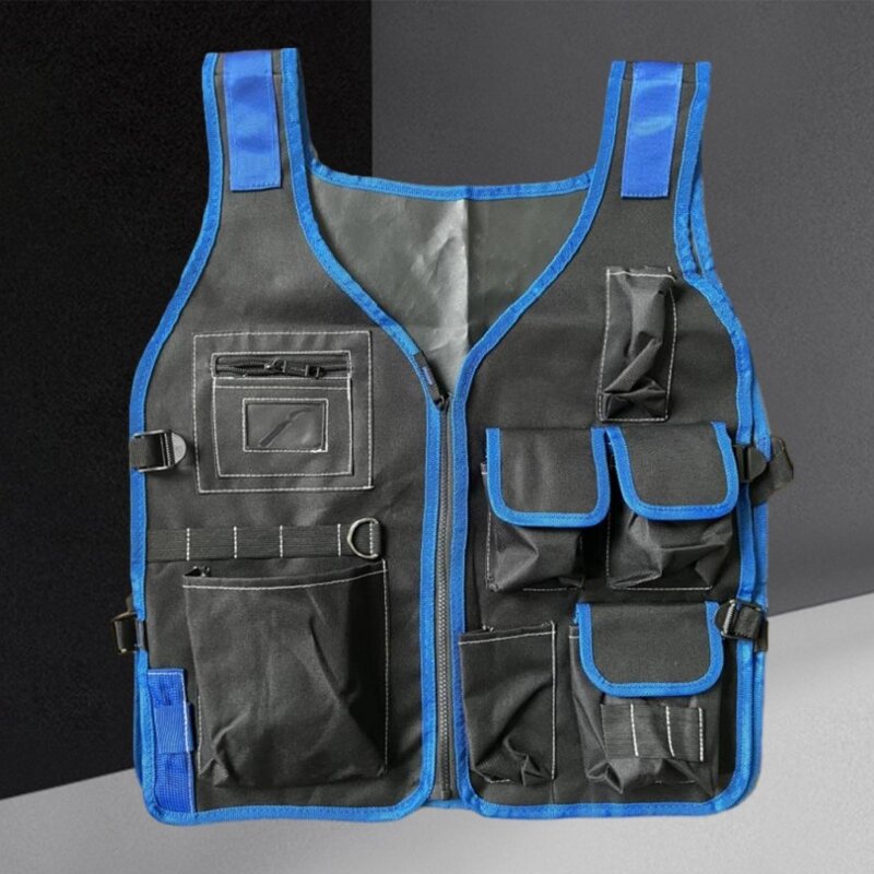 Electrician Carpenter Work Vest Multi-functional Electrician Hardware Storage Bag Tool Vests Adjustable Pockets