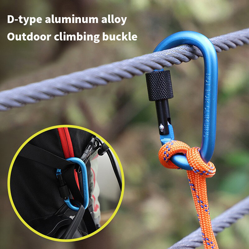 Aluminum alloy carabiner D-shaped quick-hanging buckle D-shaped carabiner multi-functional quick-hanging