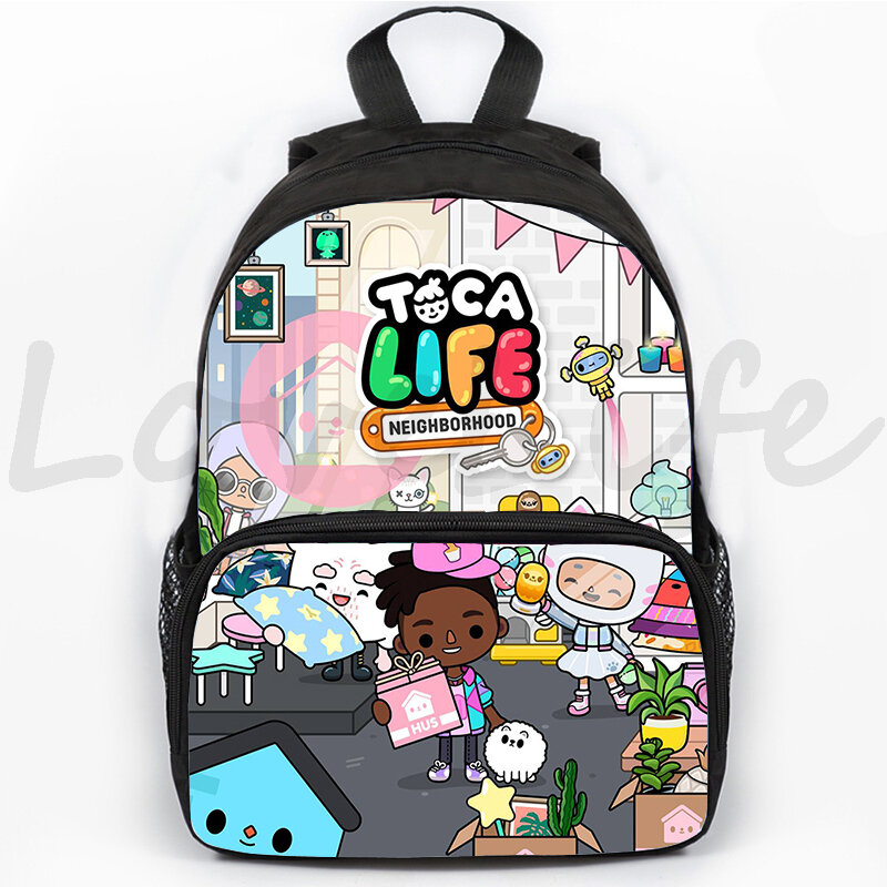 Toca life-男の子と女の子のためのランドセル,漫画のパターンが付いた防水バックパック