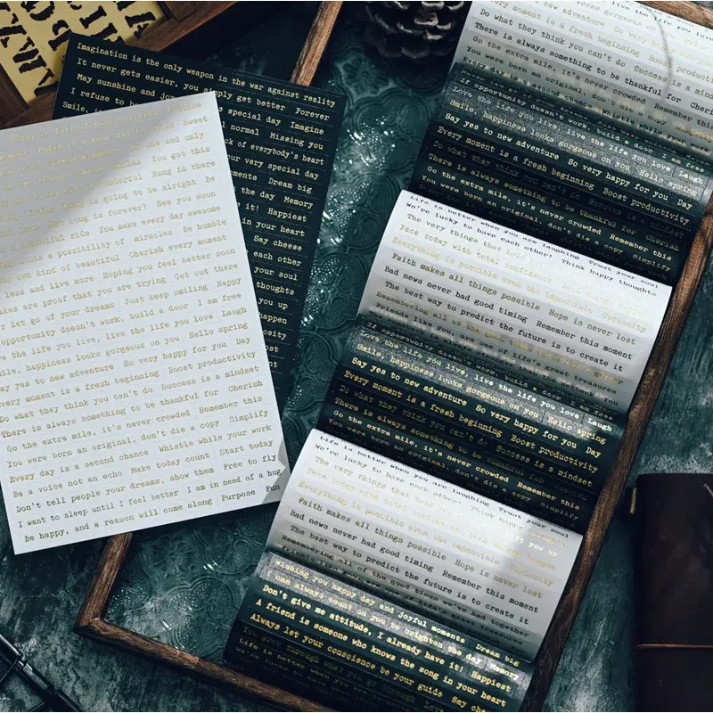 Autocollants de mots Vintage en feuille d'aluminium, étiquette de Phrase de Sentiment, de déchet pour Journal planificateur, matériel de Scrapbooking d'album fait à la main, 596 pièces
