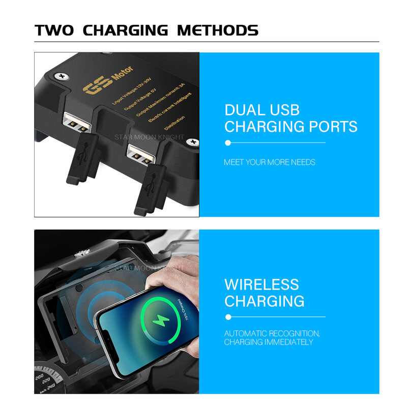 Motocykl telefon komórkowy z USB uchwyt do nawigacji GPS bezprzewodowe ładowanie wsparcie dla BMW R1200RT R1250RT R 1200 1250 RT 2014 - 2020