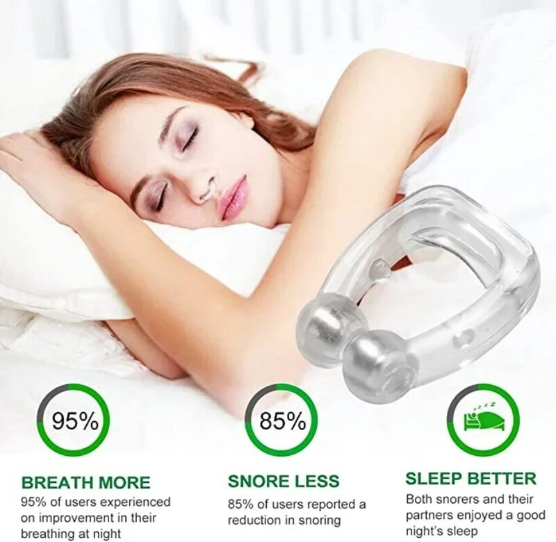 Dispositivo antirronquidos, pinzas nasales de silicona, bandeja magnética para dormir, ayuda para mejorar el sueño, respiración fácil, protector de Apnea, dispositivos nocturnos