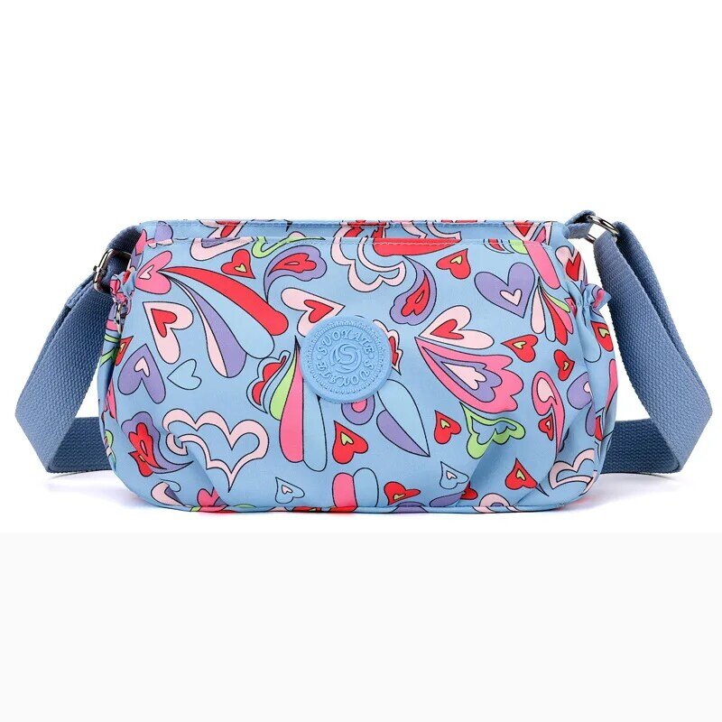 Bolsos de hombro de nailon con patrón multicolor para mujer, bolsos cruzados duraderos e impermeables de alta calidad, carteras de viaje