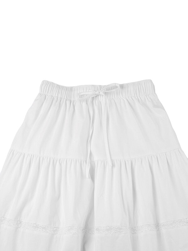 Women Boho Ruched Hight Waist Maxi Skirt Flowy Lightweight A-line Tiered Skirt Elastic Side Split Long Skirts
