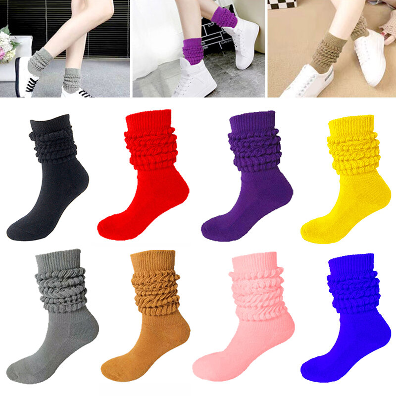 Носки Slouch карамельных цветов, хлопковые носки для женщин и девочек, Повседневные высокие сапоги до колена, уличная одежда для мужчин и женщин, высокие сапоги, свободные носки