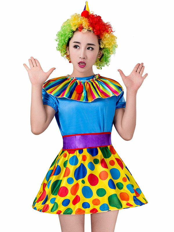 Halloween Adult Women Clowns Costume Funny Circus Cosplay Fancy Dress Carnival Party Suits Gifts