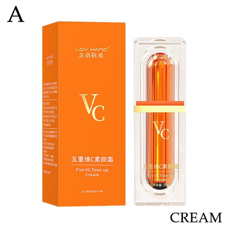 Crema facial con vitamina C para el cuidado de las espinillas, suero blanqueador VC con cinco tonos para eliminar manchas y arrugas, antiedad, iluminador, W9I5