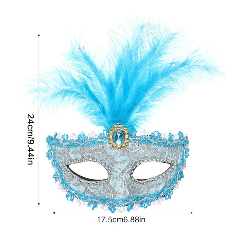 A2ES Máscara Plumas Mascarada Máscara Media Cara Disfraces Halloween Disfraces Mardi Gras