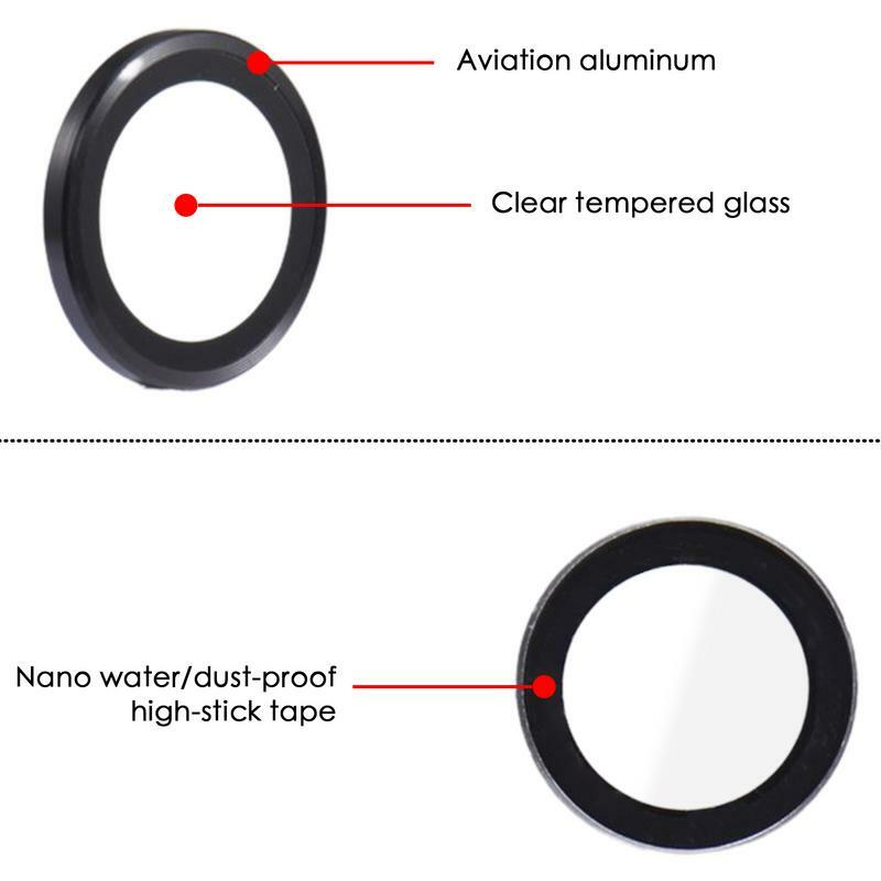 Cobertura Completa Smartphone Lens Protector Glass, Anel De Lente De Metal, película de proteção, 9H Vidro Temperado Acessórios