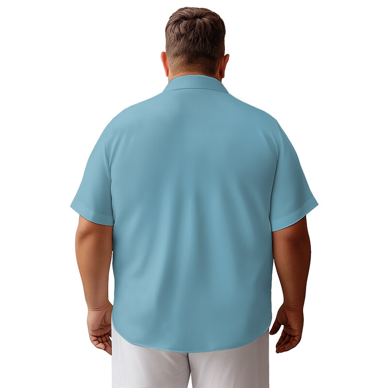 Street casual style tutta la camicia a maniche corte da uomo estate casual allentata di grandi dimensioni con risvolto sottile t-shirt top