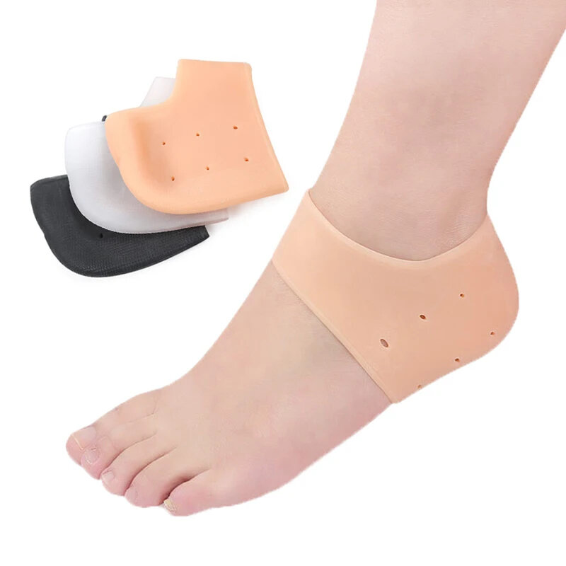 1คู่ซิลิโคนปลอกแฮนด์มอเตอร์ไซค์ถุงเท้า Anti Cracking Liner ถุงเท้า Heel Elastic Silicon Moisturizing ครีมบำรุงเท้าส้นเท้าป้องกัน