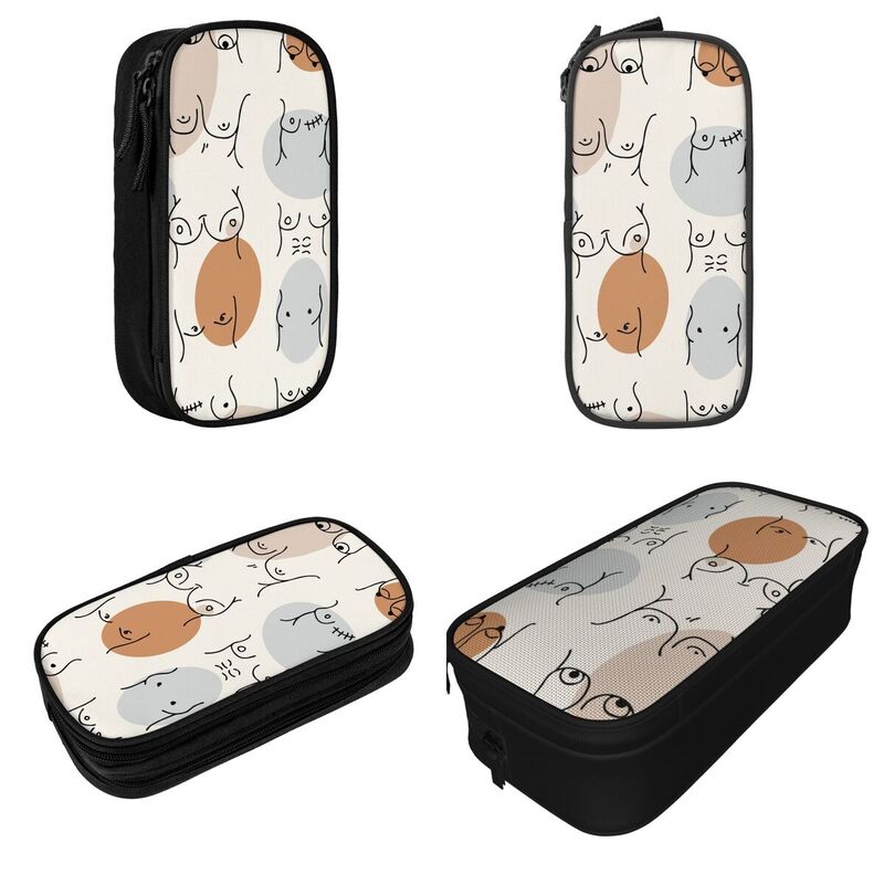 Classic Nude Sexy Body Boobs Pattern Pencil Case Pencilcases Pen for Student Big Capacity Bags School Supplies Gifts Stationery