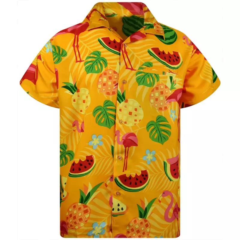 Koszula męska 2024 w nowym stylu drukowane klapy z krótkimi rękawami hawajskie wakacje letnie codzienne oddychające praca na zewnątrz uliczne