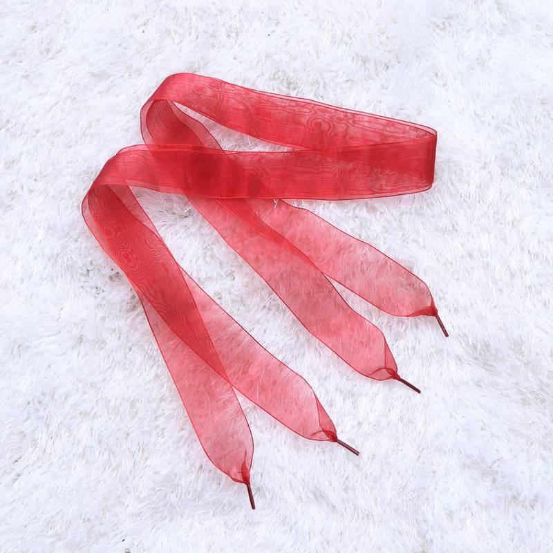 1 Pair 4CM Widening Transparent Shoe Laces Shoestrings for Party Dancing Hiking Hip-hop Decorations( Red)