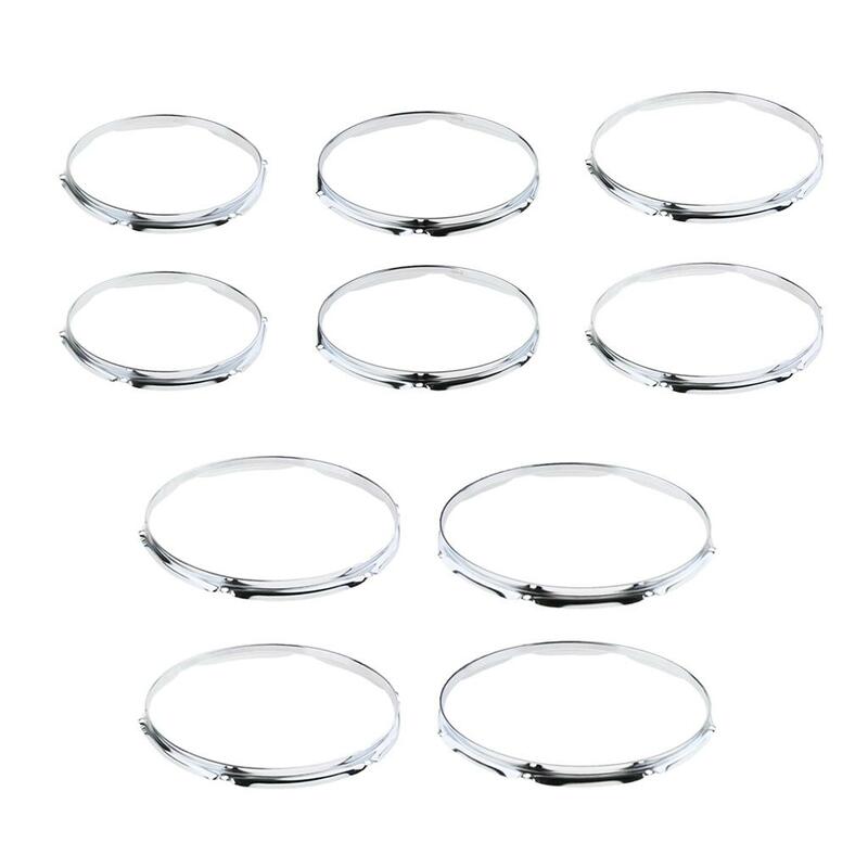 Tooyful 1 Pair Iron Tom Drum Die Cast Hoop Rim Rings Silver for Drum-player Percussion Instrument Accessory