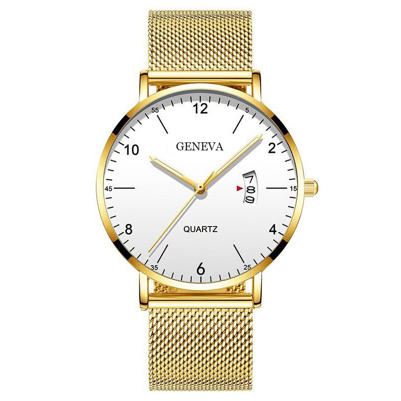 Men Watches 2024 Luxury Famous Brand Stainless Steel Mesh Calendar Watch Mens Quartz Watch Relogio Masculino Men Wristwatch