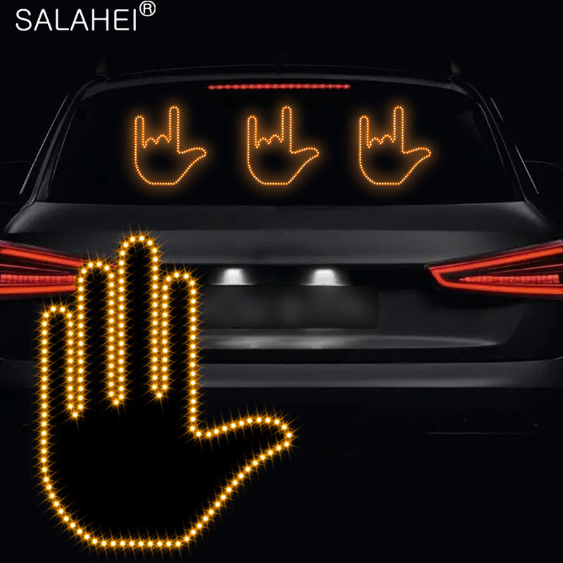 Car Finger Light With Remote Control Cool Funny Car Interior Light Finger Up Led Middle Finger Hand Lamp Rear Windshield Led