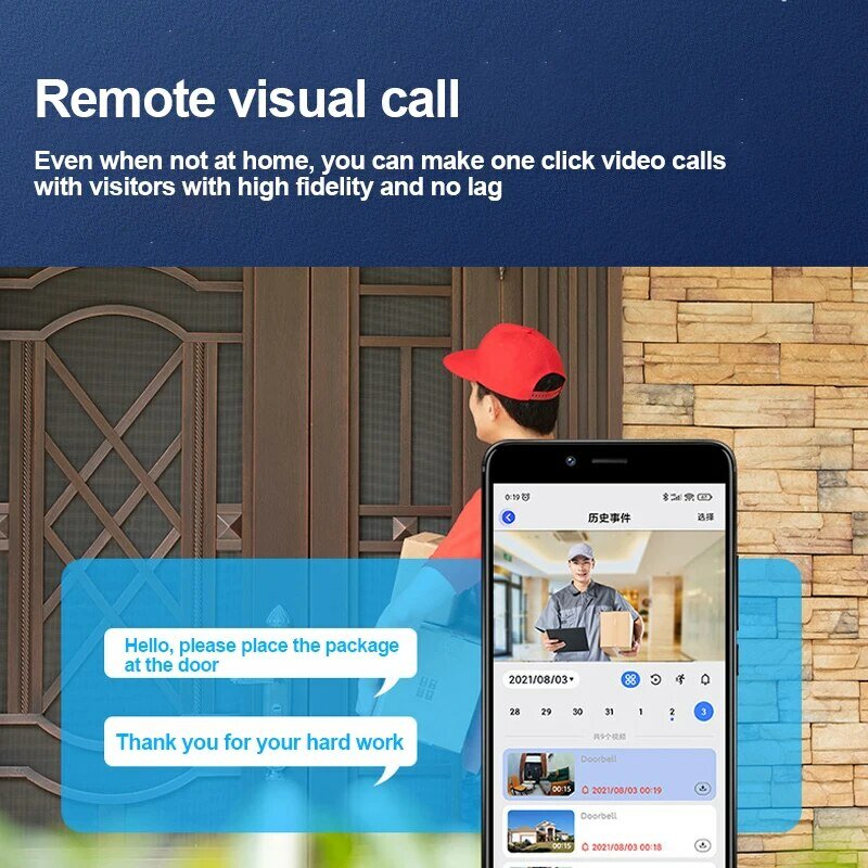 Tuya bel pintu infra merah, bel pintu monitor Anti Maling Video interkom suara cerdas mata kucing Visual Wifi rumah tangga