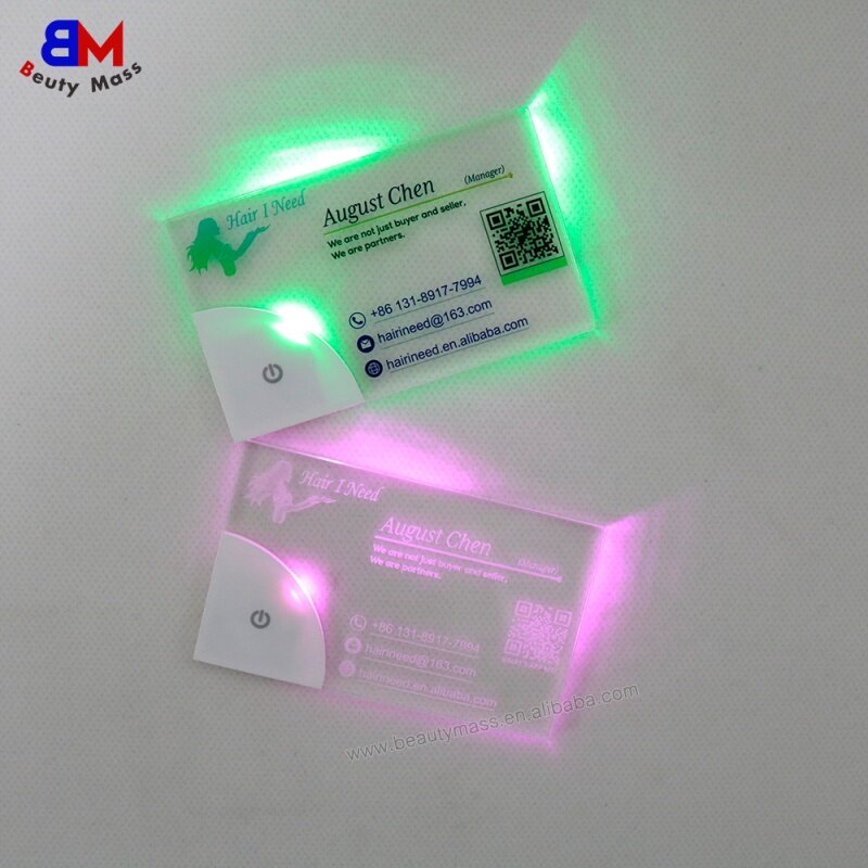 Personal. product. Grawerowany laserem oświetlenie LED na wizytówki niestandardowe akrylowe karty luminescencyjne