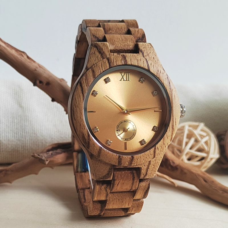 Niestandardowe drewniane zegarki dla kobiet symulowane diamentowa tarcza urodziny spersonalizowane prezenty urodzinowe oryginalne zegarki damskie kwarcowe